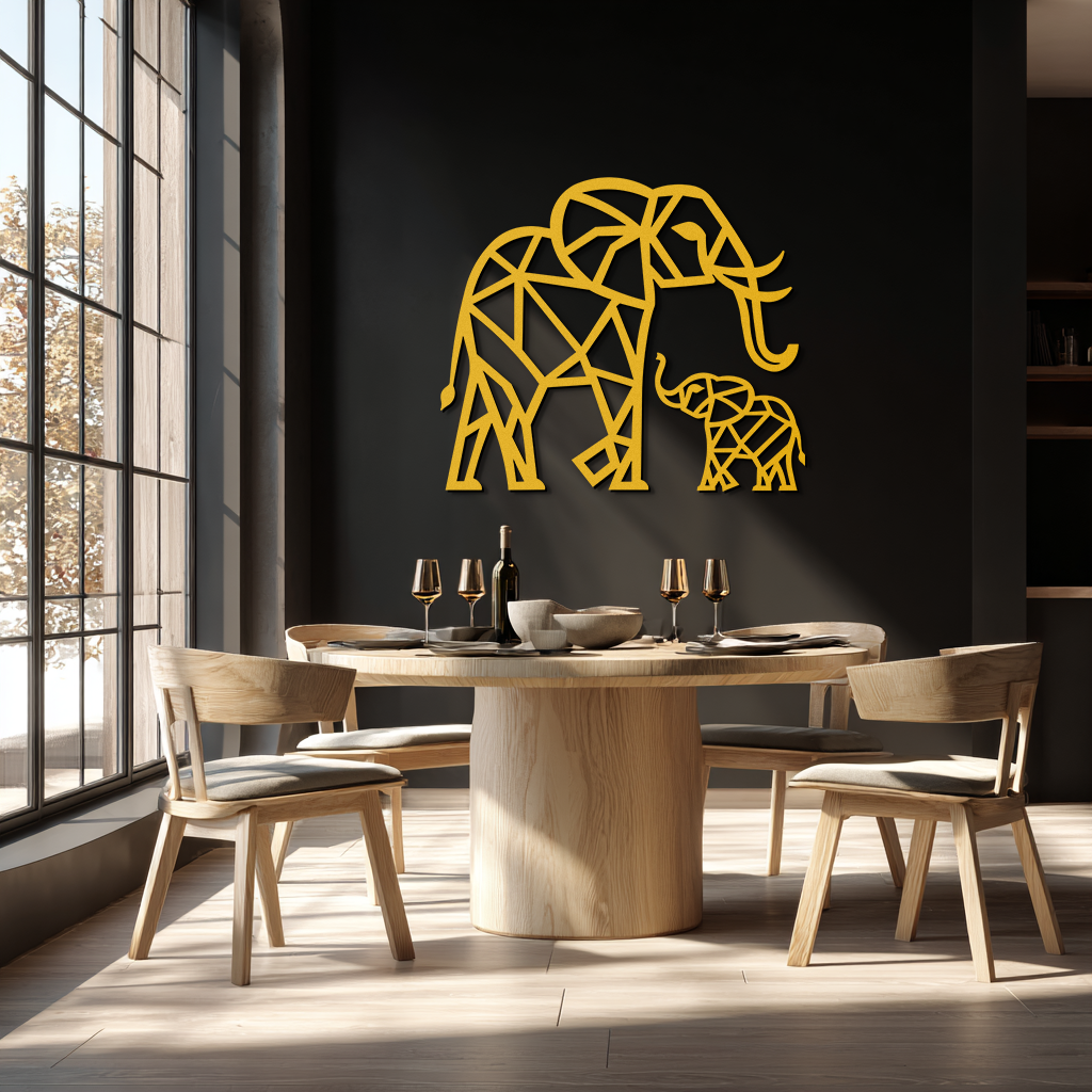 Elephant Family Metal Wall Art - Mom and Calves Decor