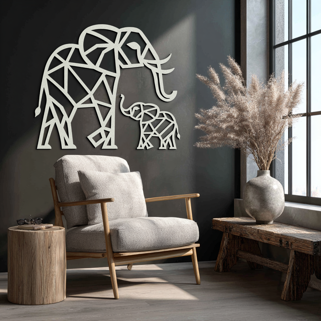 Elephant Family Metal Wall Art - Mom and Calves Decor