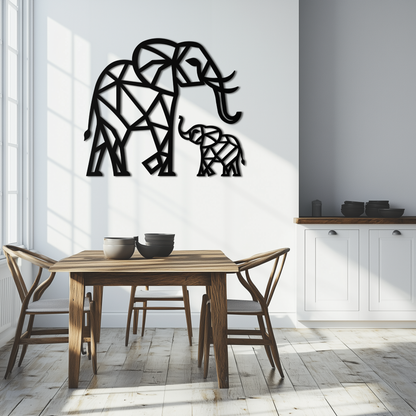 Elephant Family Metal Wall Art - Mom and Calves Decor