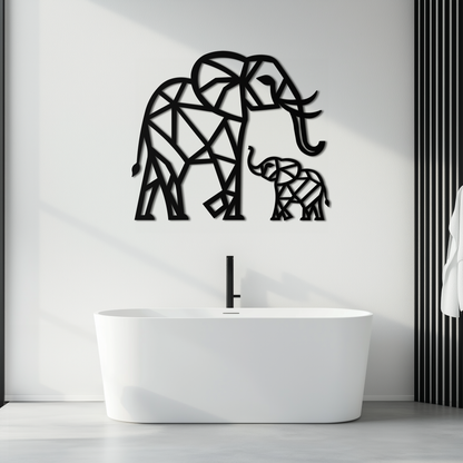 Elephant Family Metal Wall Art - Mom and Calves Decor