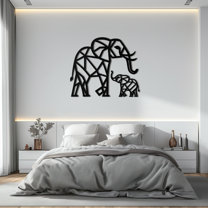 Elephant Family Metal Wall Art - Mom and Calves Decor