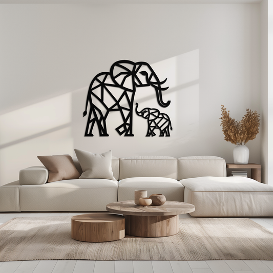 Elephant Family Metal Wall Art - Mom and Calves Decor