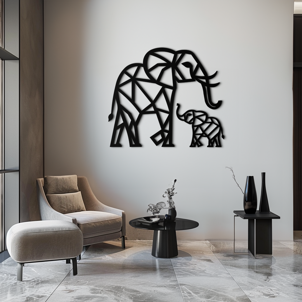 Elephant Family Metal Wall Art - Mom and Calves Decor