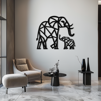 Elephant Family Metal Wall Art - Mom and Calves Decor