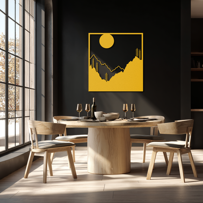 Moonlit Mountain Forest Square Metal Wall Art
