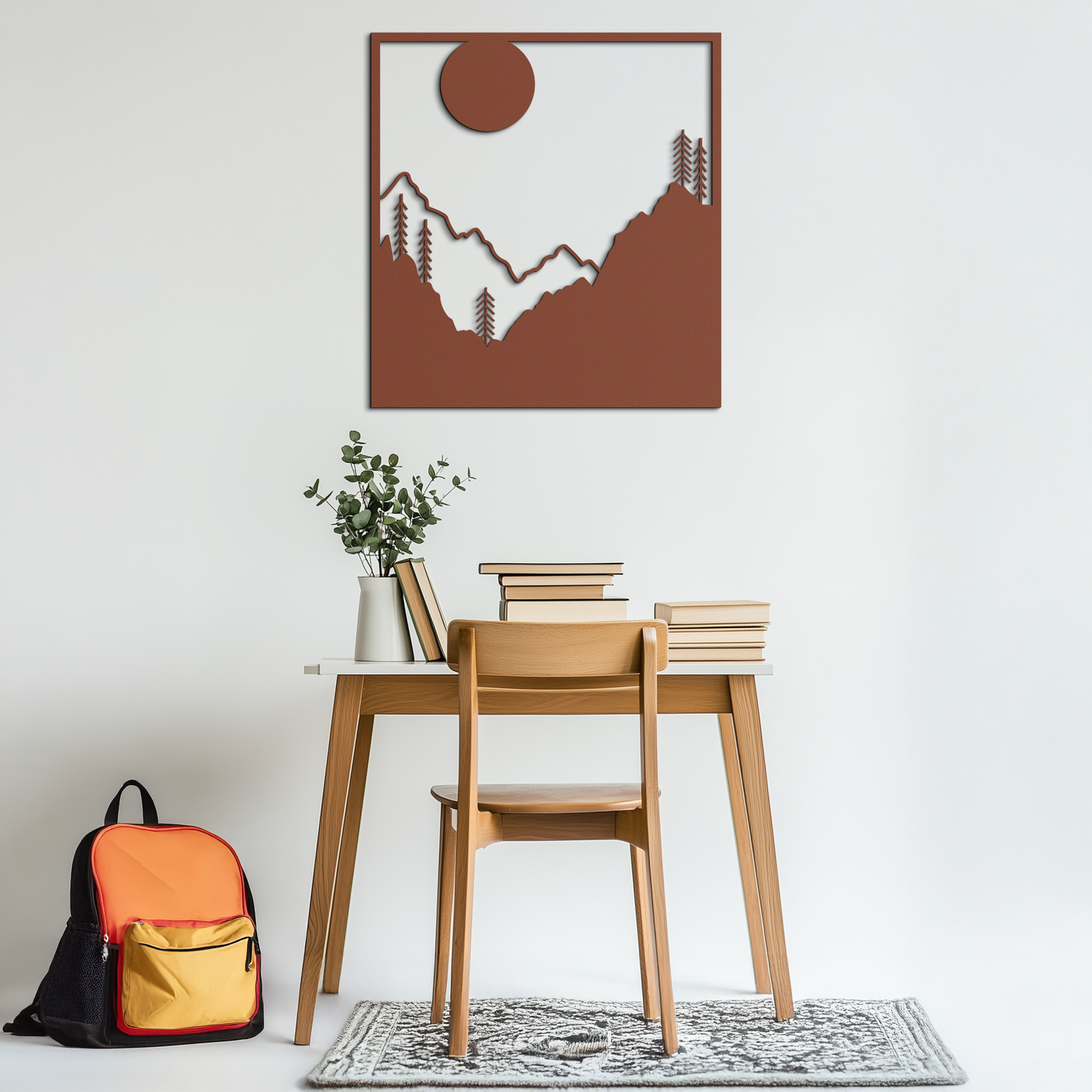 Moonlit Mountain Forest Square Metal Wall Art