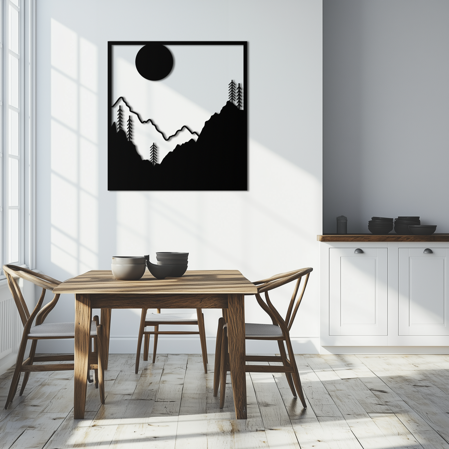 Moonlit Mountain Forest Square Metal Wall Art