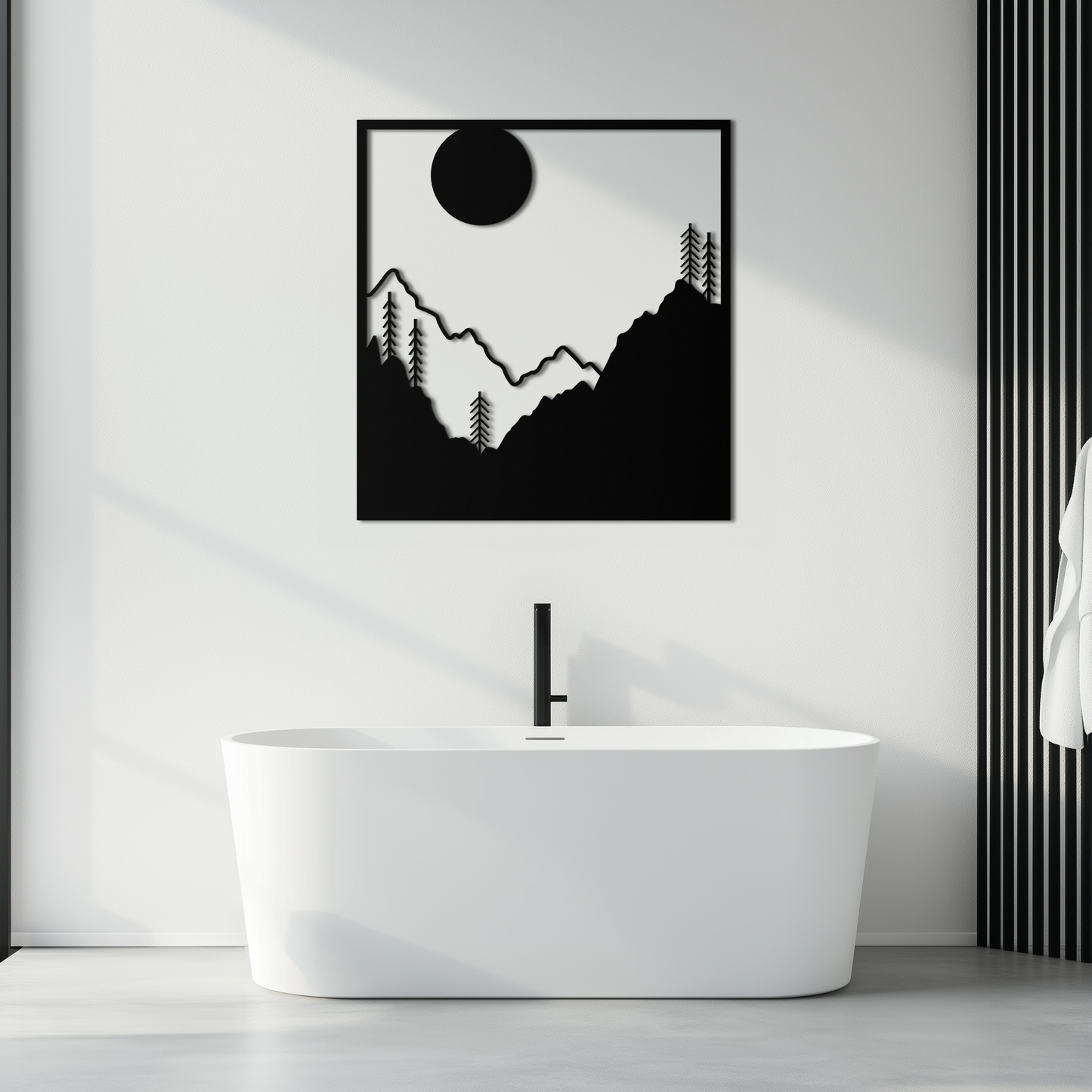 Moonlit Mountain Forest Square Metal Wall Art