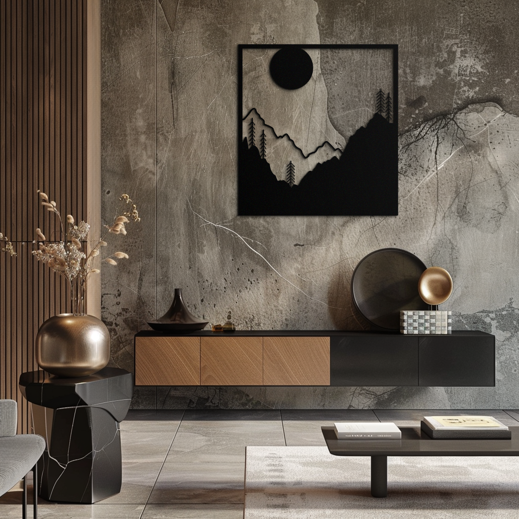Moonlit Mountain Forest Square Metal Wall Art