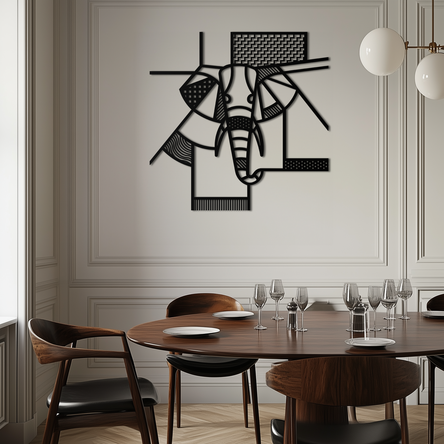 Geometric Elephant Metal Wall Art - Abstract Safari Decor