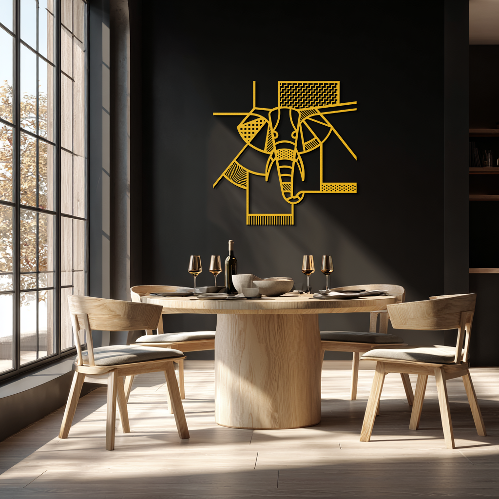 Geometric Elephant Metal Wall Art - Abstract Safari Decor