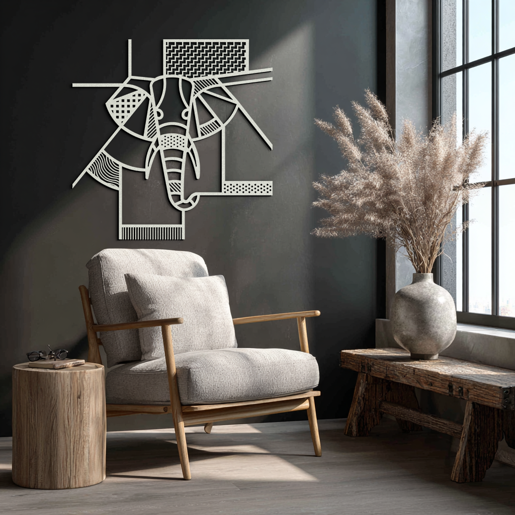 Geometric Elephant Metal Wall Art - Abstract Safari Decor