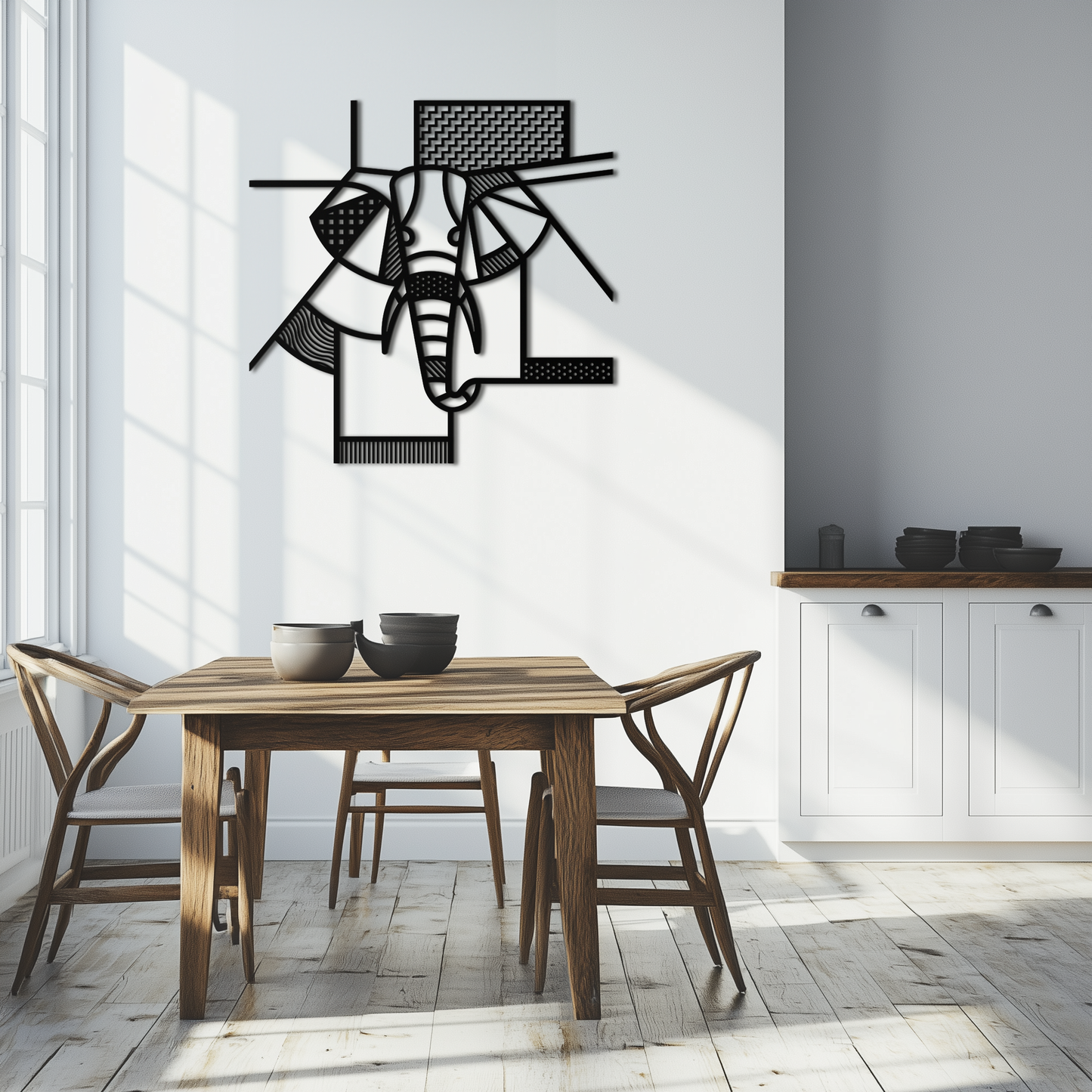Geometric Elephant Metal Wall Art - Abstract Safari Decor
