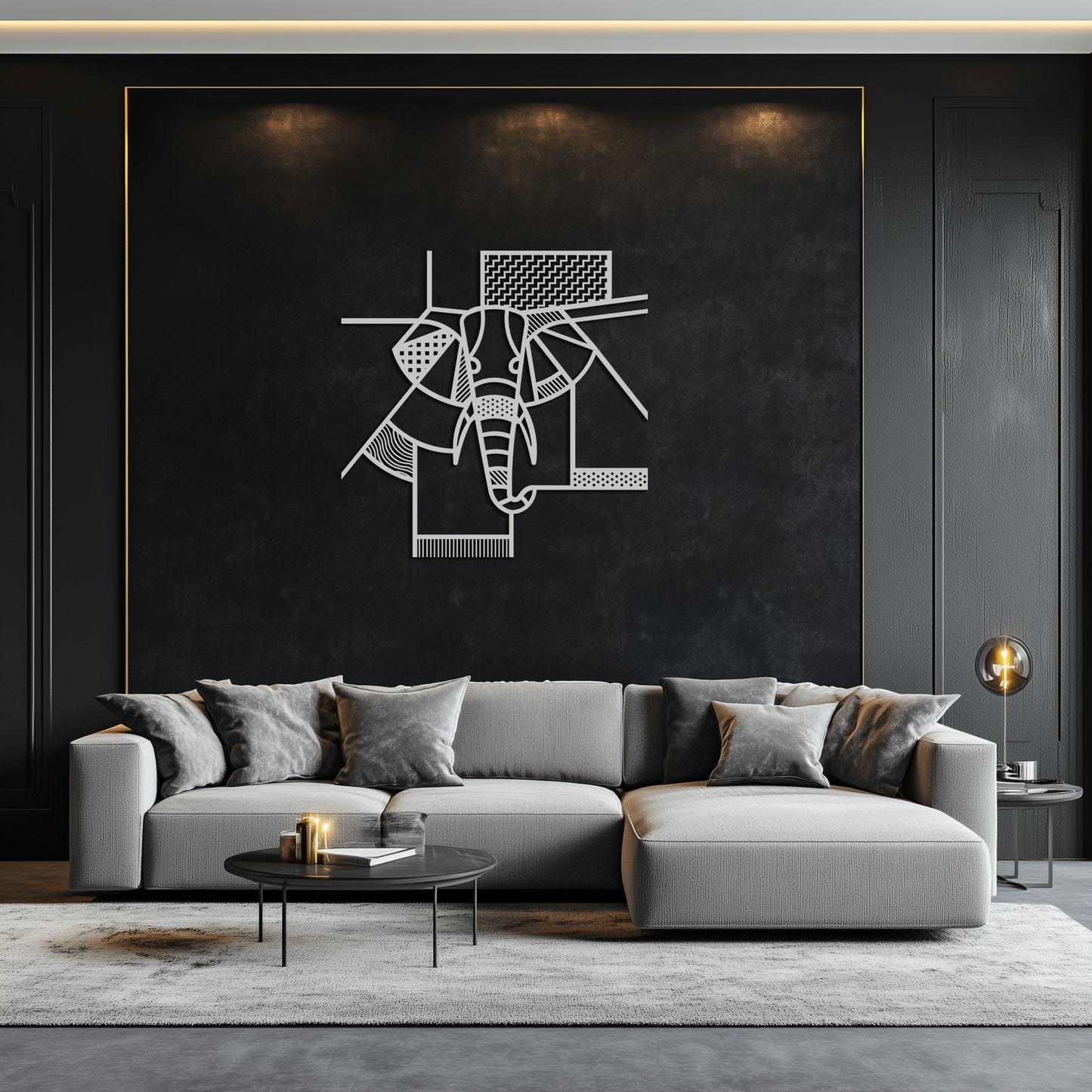 Geometric Elephant Metal Wall Art - Abstract Safari Decor