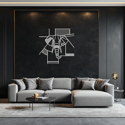 Geometric Elephant Metal Wall Art - Abstract Safari Decor