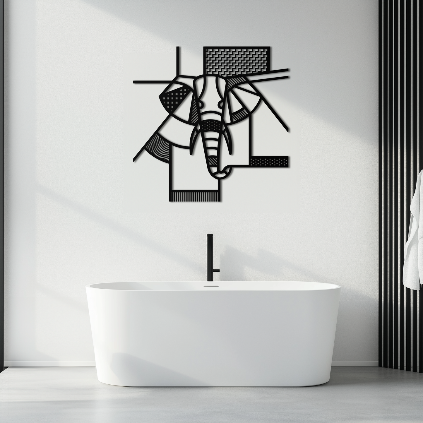 Geometric Elephant Metal Wall Art - Abstract Safari Decor