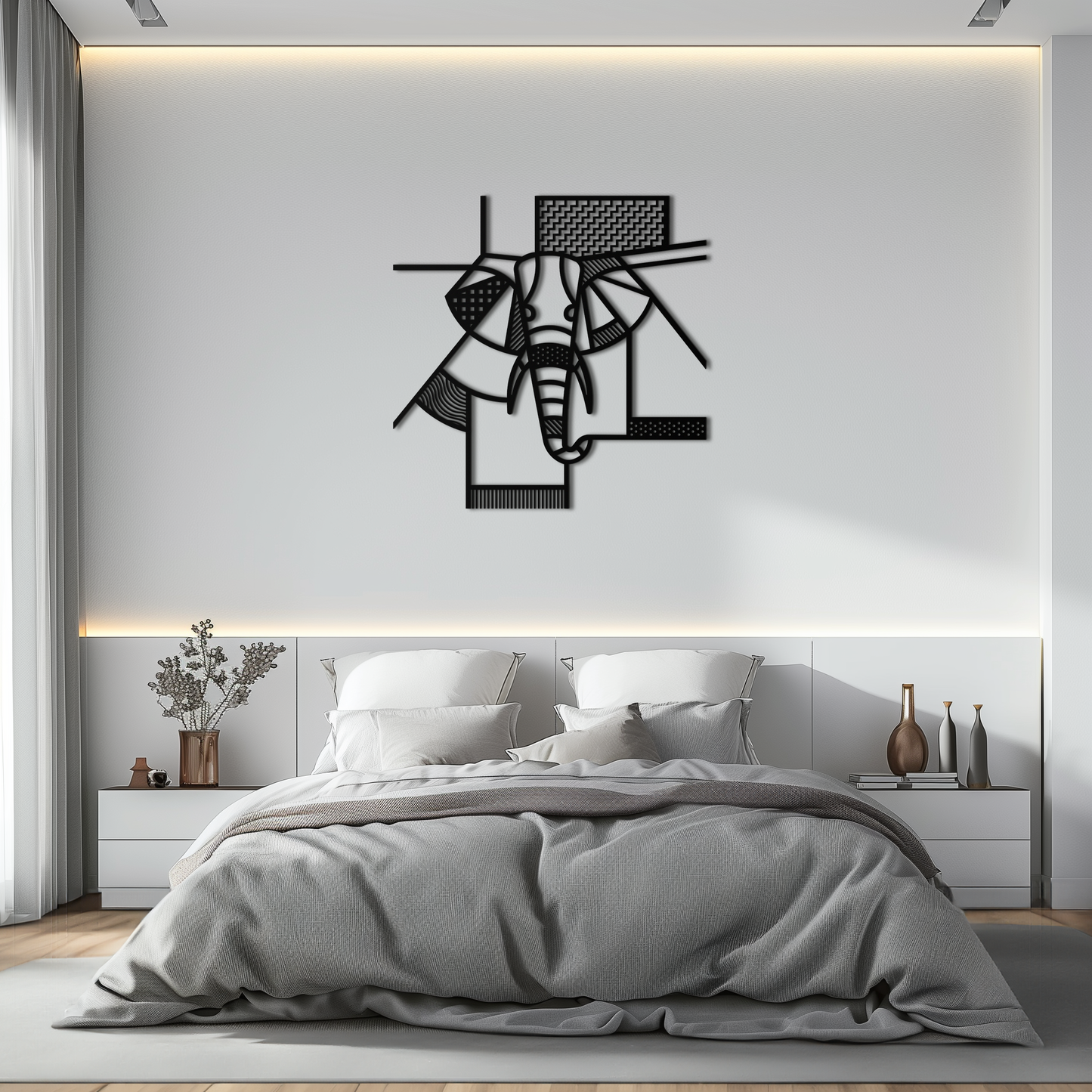 Geometric Elephant Metal Wall Art - Abstract Safari Decor