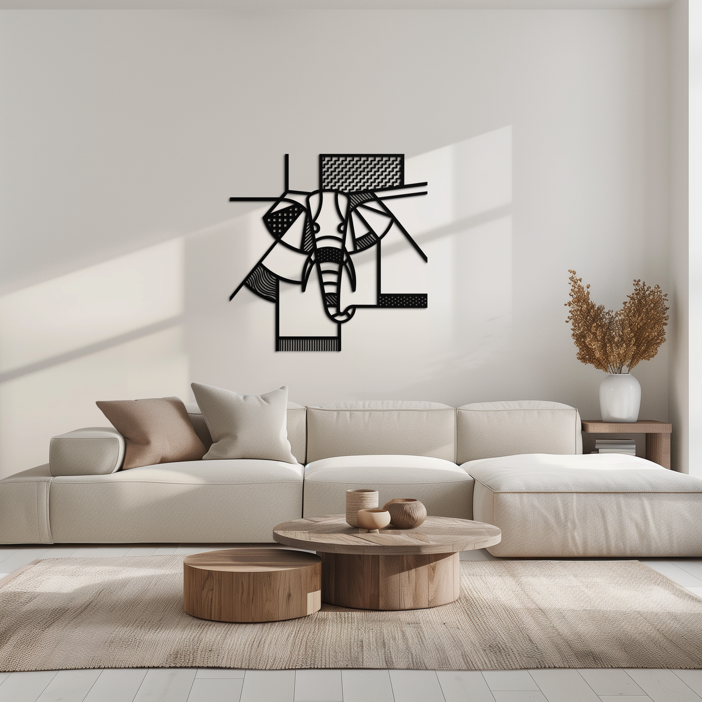 Geometric Elephant Metal Wall Art - Abstract Safari Decor