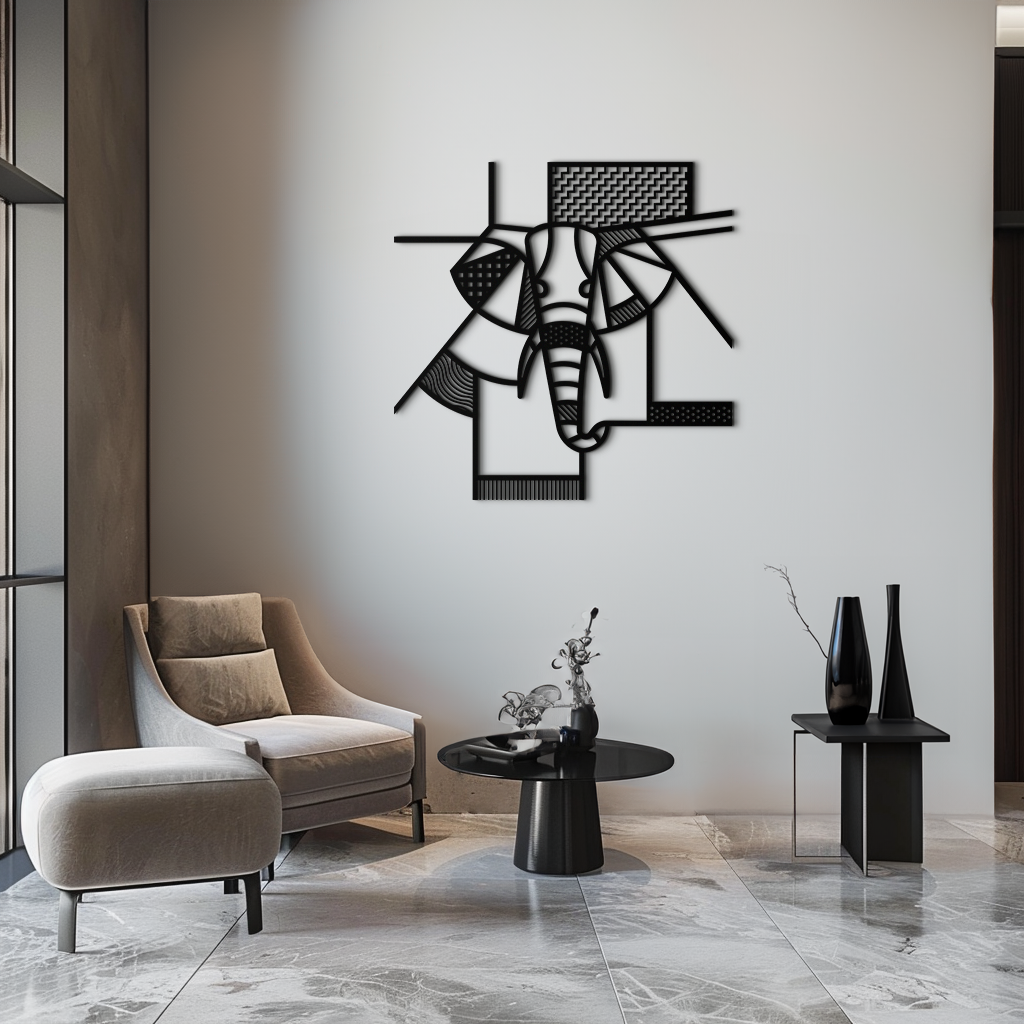 Geometric Elephant Metal Wall Art - Abstract Safari Decor