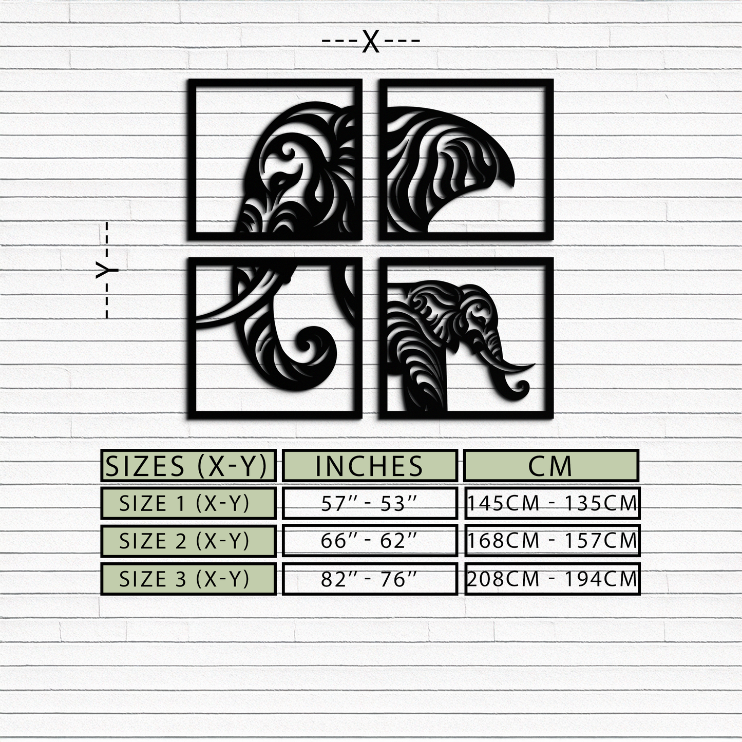 Elephant 4-Piece Metal Wall Art Set - Modern Tribal Decor