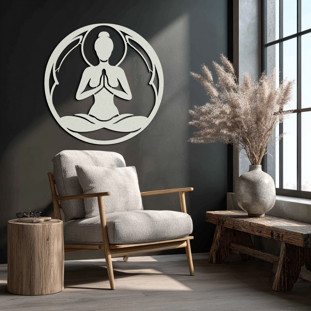 Yoga Pose Silhouette Metal Wall Art