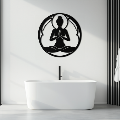 Yoga Pose Silhouette Metal Wall Art
