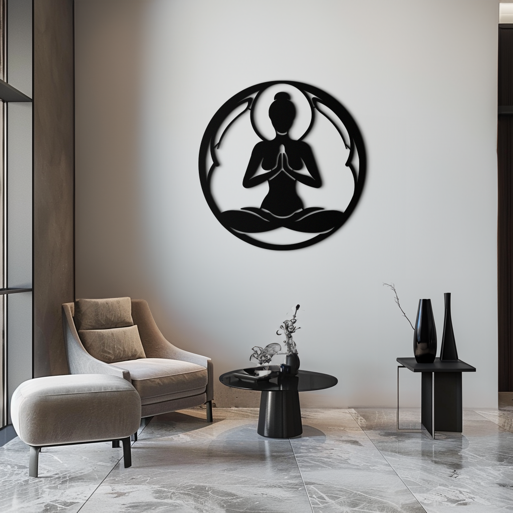 Yoga Pose Silhouette Metal Wall Art