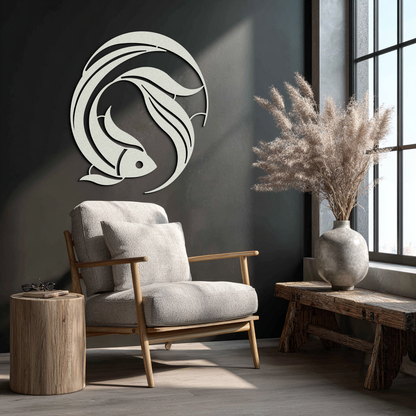 Koi Fish Metal Wall Art - Minimalist Ocean Decor