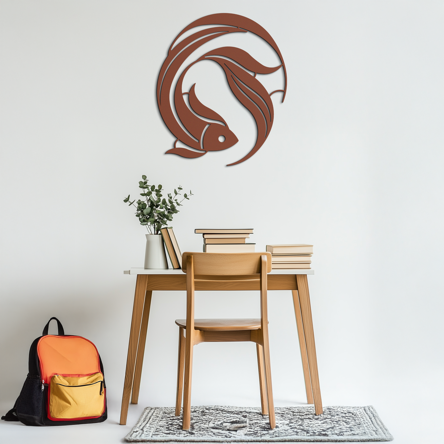 Koi Fish Metal Wall Art - Minimalist Ocean Decor
