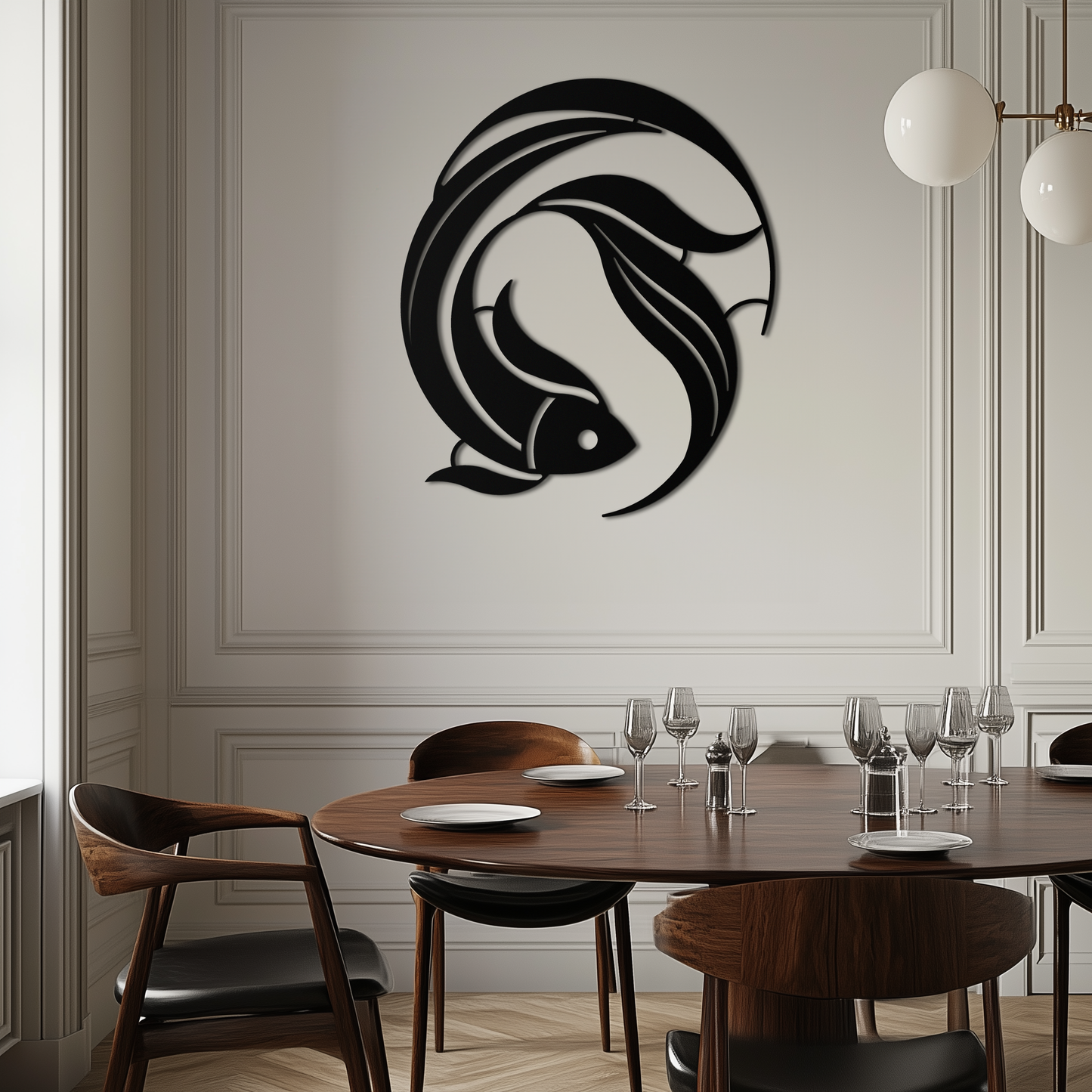 Koi Fish Metal Wall Art - Minimalist Ocean Decor