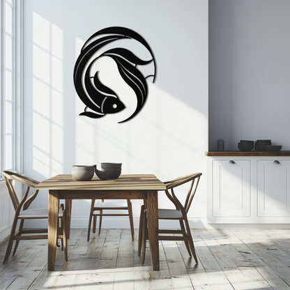 Koi Fish Metal Wall Art - Minimalist Ocean Decor