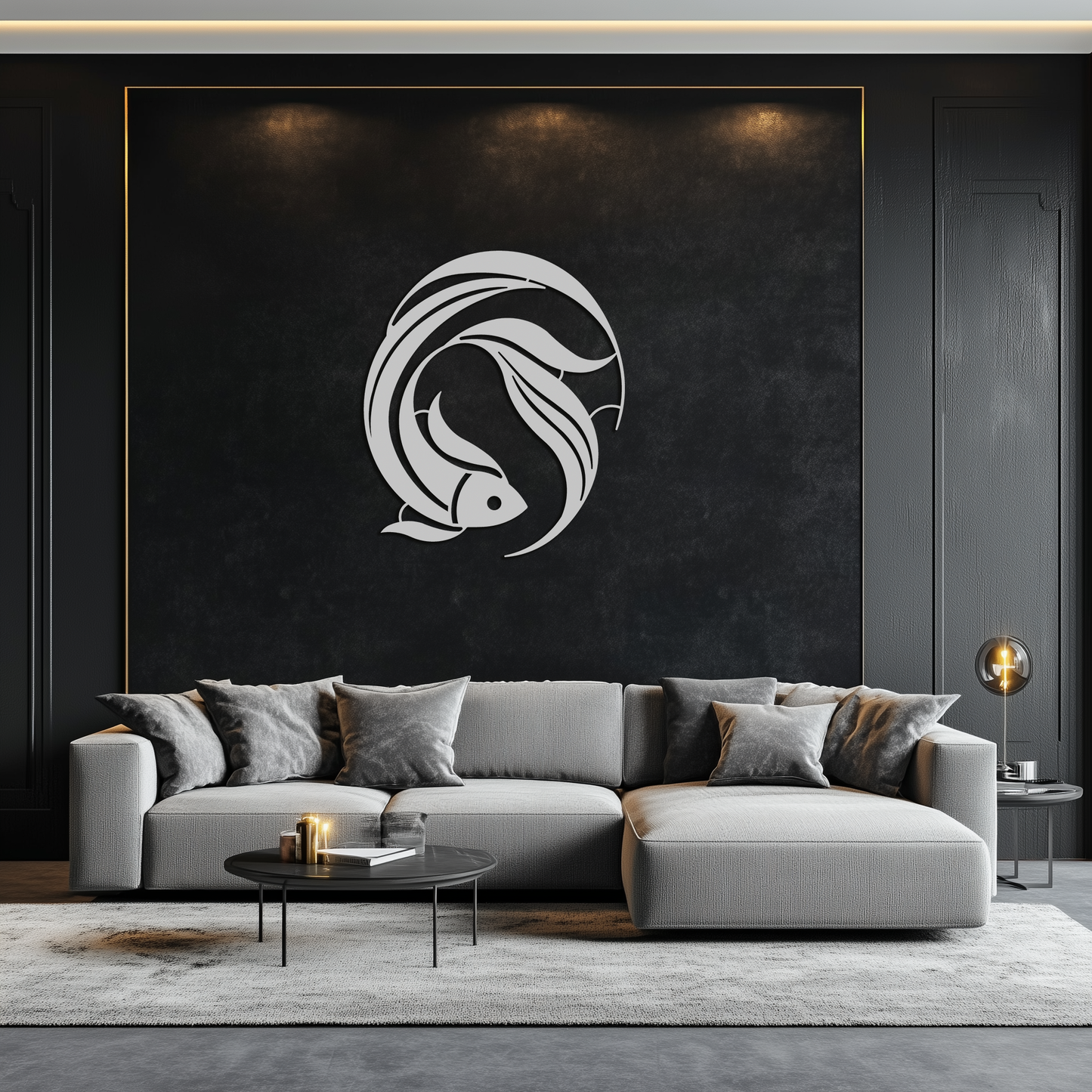 Koi Fish Metal Wall Art - Minimalist Ocean Decor
