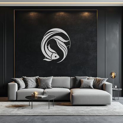 Koi Fish Metal Wall Art - Minimalist Ocean Decor