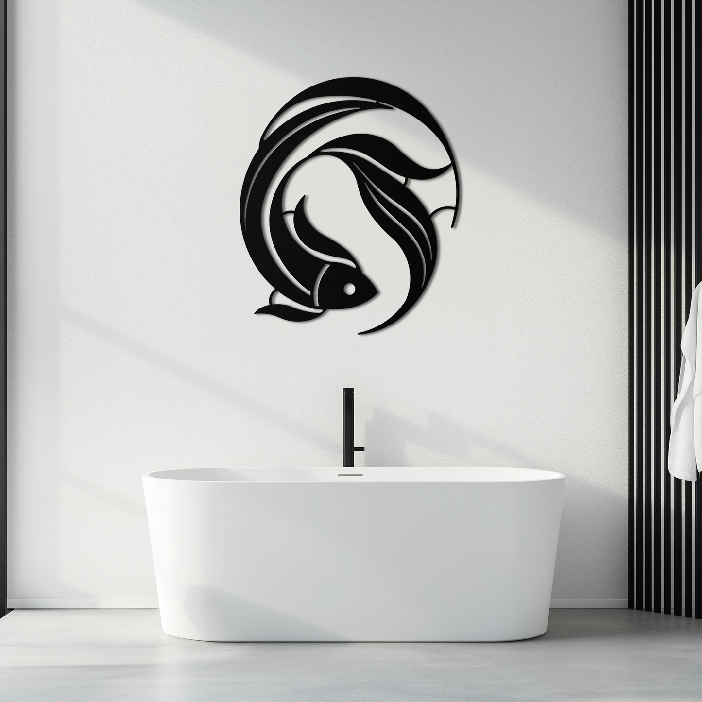 Koi Fish Metal Wall Art - Minimalist Ocean Decor