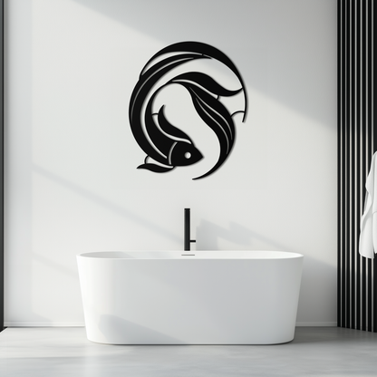 Koi Fish Metal Wall Art - Minimalist Ocean Decor
