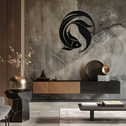 Koi Fish Metal Wall Art - Minimalist Ocean Decor