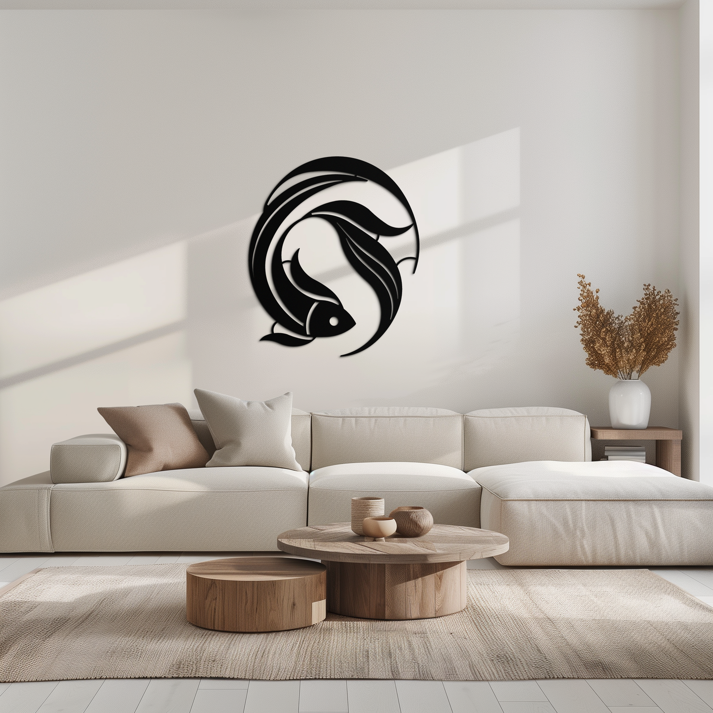 Koi Fish Metal Wall Art - Minimalist Ocean Decor