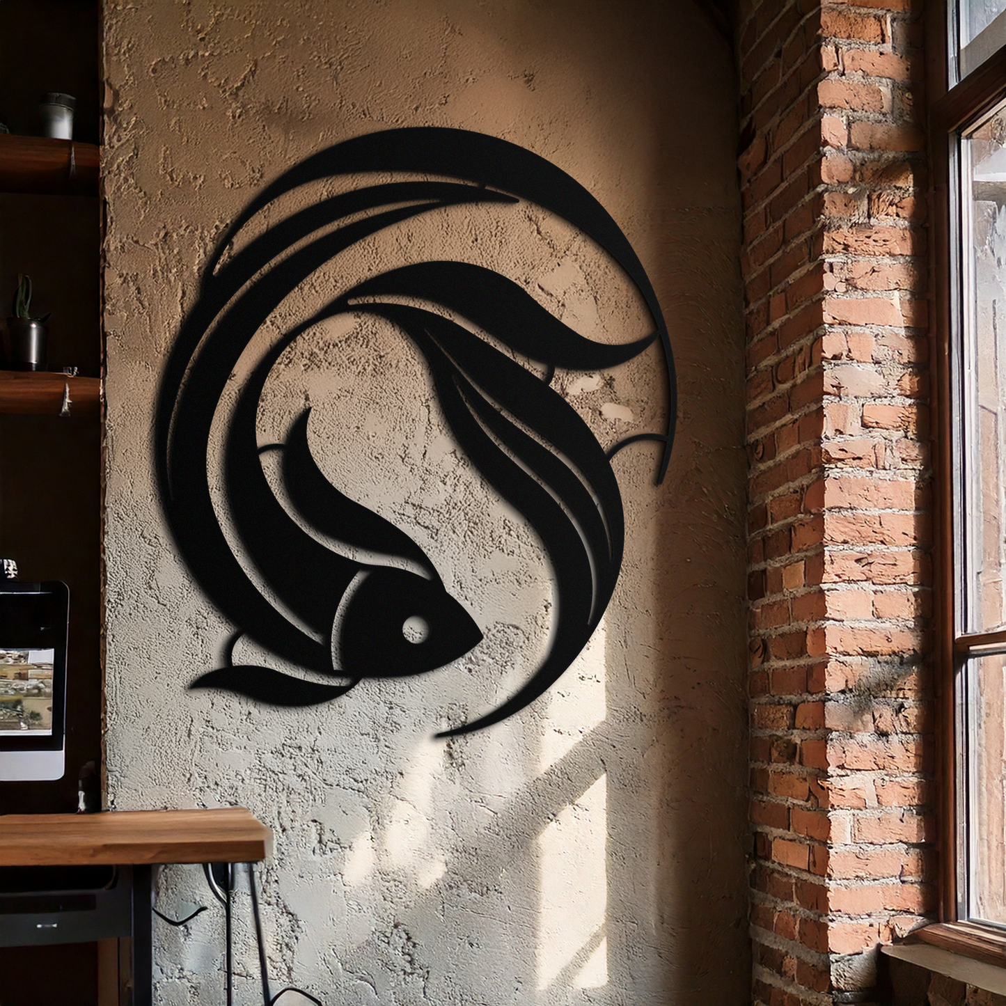 Koi Fish Metal Wall Art - Minimalist Ocean Decor