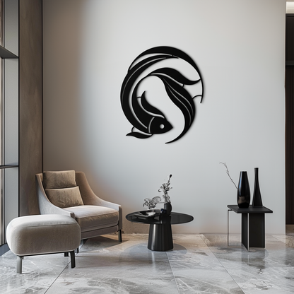 Koi Fish Metal Wall Art - Minimalist Ocean Decor