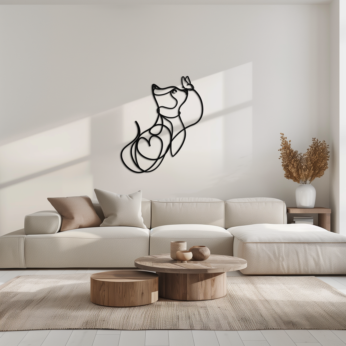 Dog and Butterfly Line Art Metal Wall Decor