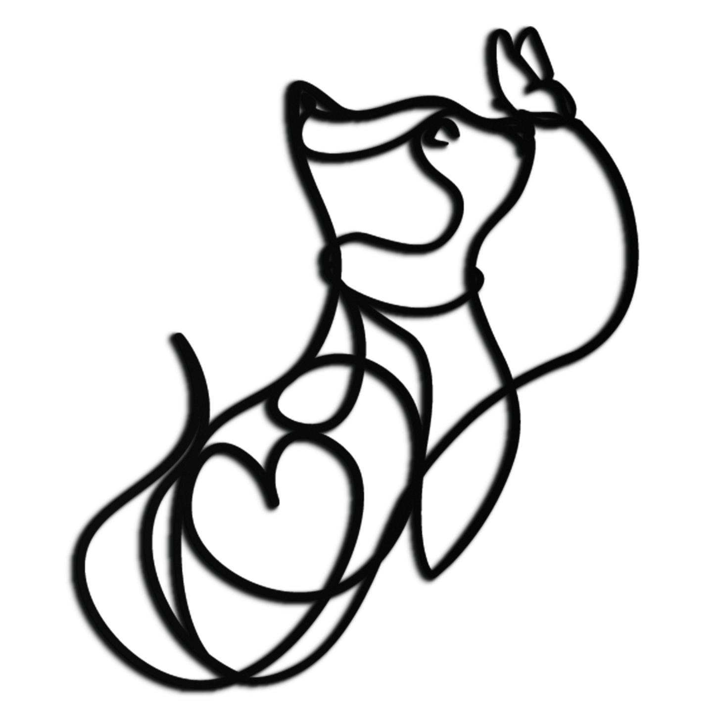 Dog and Butterfly Line Art Metal Wall Decor