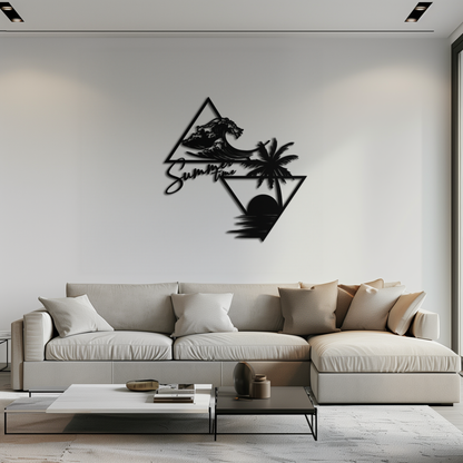 Beach Scene Palm Tree Metal Wall Art