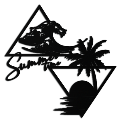 Beach Scene Palm Tree Metal Wall Art