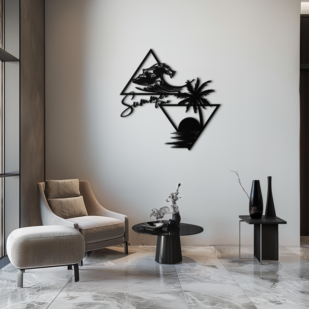 Beach Scene Palm Tree Metal Wall Art