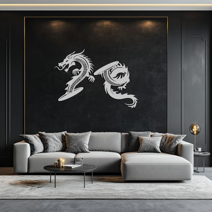 Yin Yang Dragon Duo Metal Wall Art