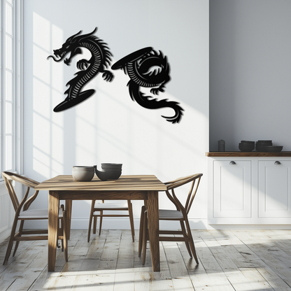 Yin Yang Dragon Duo Metal Wall Art