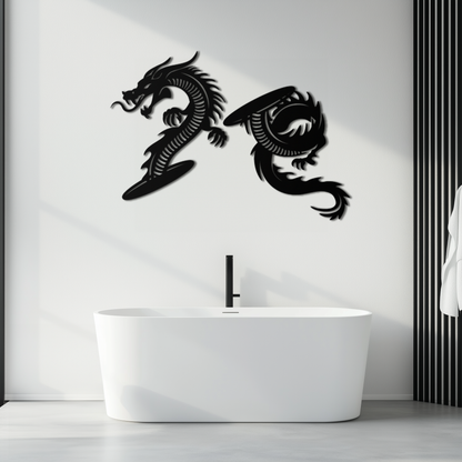 Yin Yang Dragon Duo Metal Wall Art