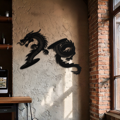 Yin Yang Dragon Duo Metal Wall Art