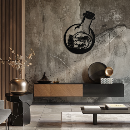 Buddha and Ocean Waves Metal Wall Art