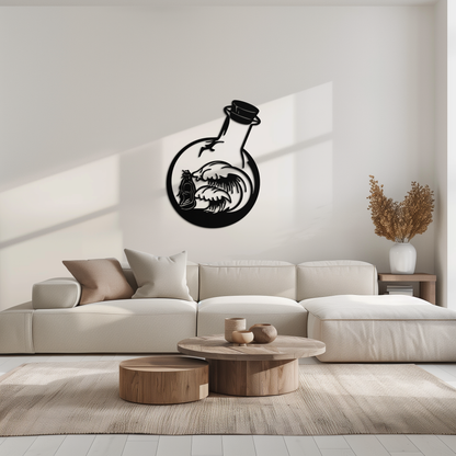Buddha and Ocean Waves Metal Wall Art